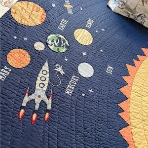 Crate&Barrel Cosmic Adventure Quilt - Navy and Orange